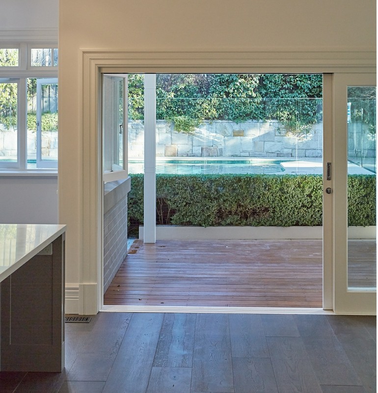 Stacker door timber flush threshold Cedar West