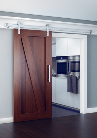 Barn door Brio hardware similar door can be made by Cedar West