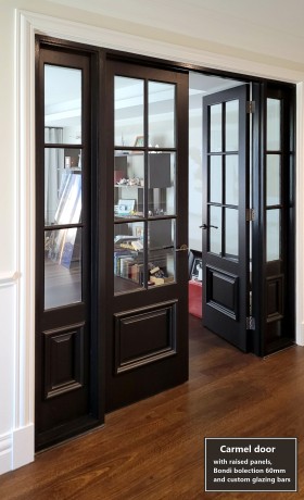 Carmel door sidelites Bondi bolection raised panels custom glazing bars Cedar West