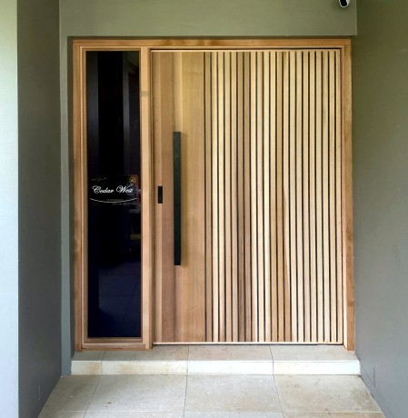 Prahran door black shadowlines handle Cedar West