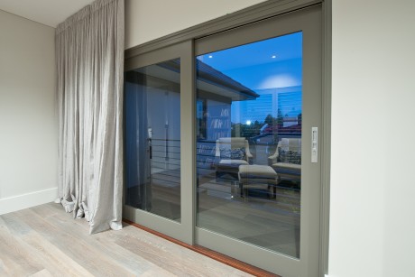 Sliding timber doors painted grey Cedar West