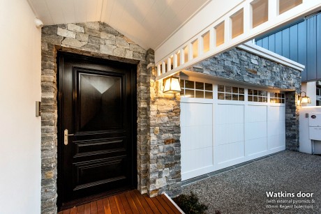 Watkins entrance door Regent bolection timber panel Cedar West