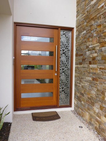 Houghton front door timber glass strips Western Red Cedar