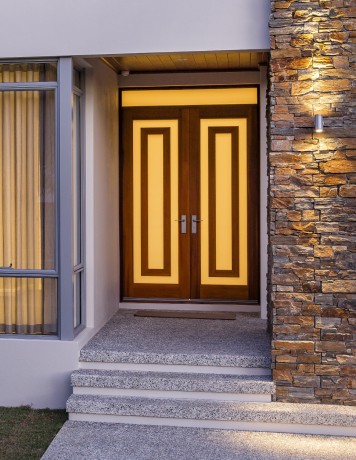 Manhattan cedar timber door entry statement
