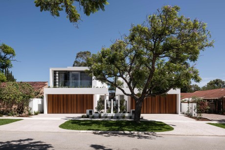 Garage door clad in Squarestyle MR2357 Cedar West