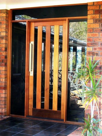 Regatta 4 timber door four long glass panes Cedar West